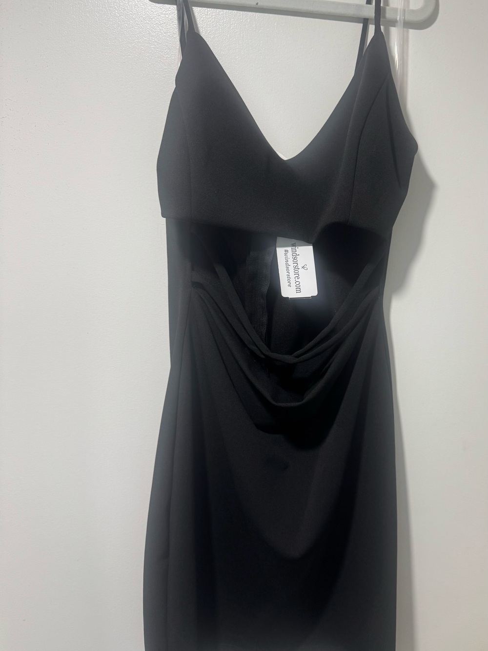 Windsor Black Cowl Front Mini Dress with Spaghetti Straps